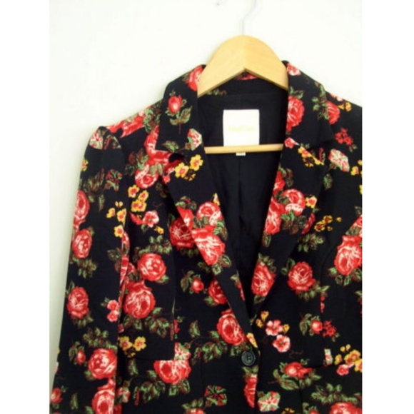 ModCloth Stargazing Splendor Blazer Black Floral M - Picture 4 of 7